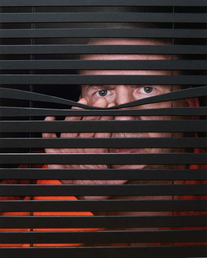 I shot this through a venetian blind, but then stuck contoured strips of mountboard over each lath in the image